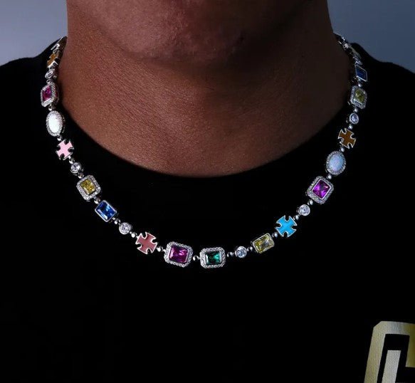 Gold-Plated Hip-Hop Gemstone Necklace - Apexluxary