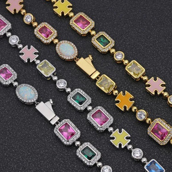 Gold-Plated Hip-Hop Gemstone Necklace - Apexluxary