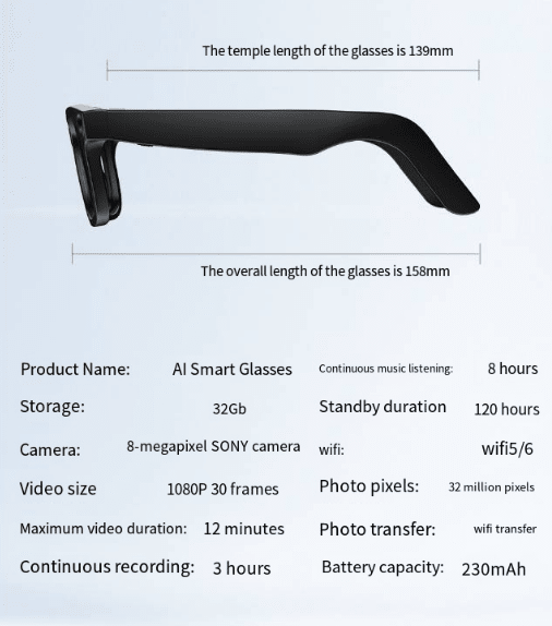 AI Camera Smart Glasses - Apexluxary