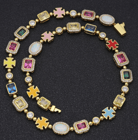 Gold-Plated Hip-Hop Gemstone Necklace - Apexluxary