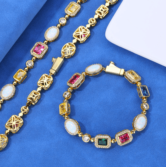 Gold-Plated Hip-Hop Gemstone Necklace - Apexluxary