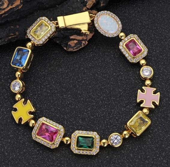 Gold-Plated Hip-Hop Gemstone Necklace - Apexluxary